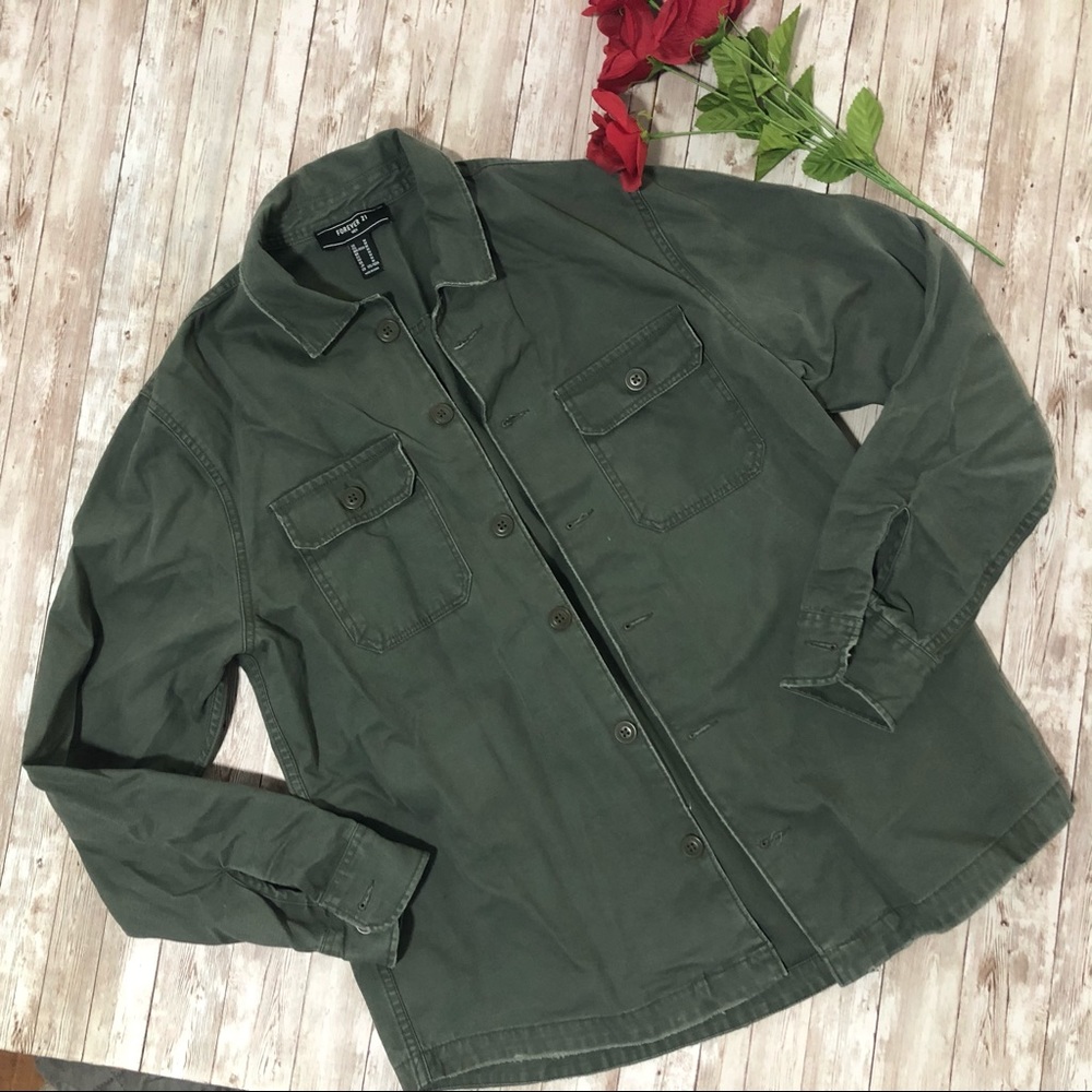 Forever 21 Green Casual Button Down Shirt